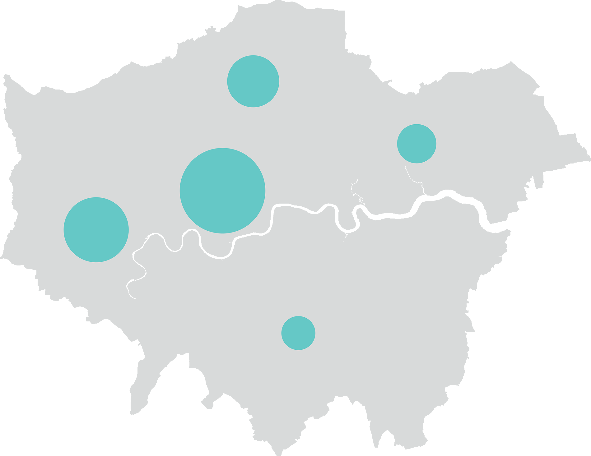 Map of London showing Armada depot locations across boroughs